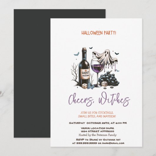 Geestenwijn Halloweenfeest Kaart (Voorkant / Achterkant)
