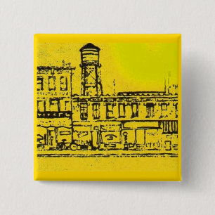 Geesthuizen en huizen en watertoren vierkante button 5,1 cm