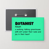 Geestige definitie van botanische expert button (Voorkant / Achterkant)