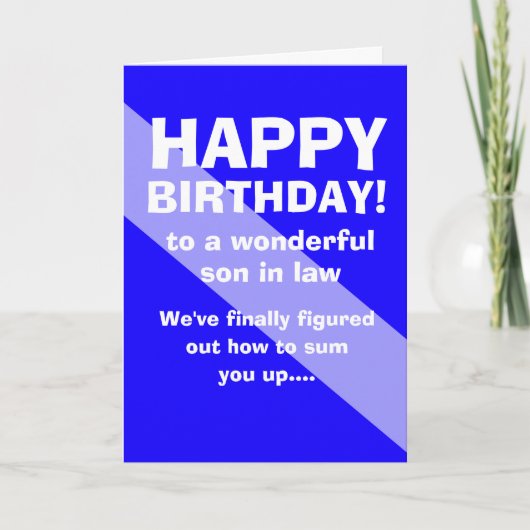 geestige Gefeliciteerd aan schoonzoon Kaart (Voorkant)