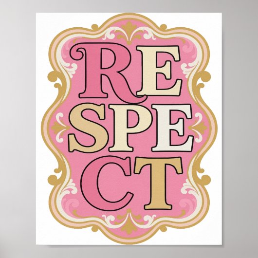 Geestige Goud RESPECT Tekst Ontwerp Poster (Voorkant)