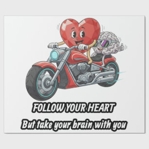 geestige relatie citaat cadeau hart op motor rijde cadeaupapier