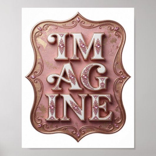 Geestige Roze IM AG INE Tekst Design Poster (Voorkant)