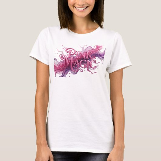 Geestige Roze PINK MAGIC Statement T-shirt (Voorkant)
