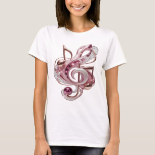 Geestige Roze ROZE MUZIEKNOTEN Design T-shirt