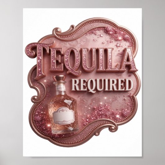 Geestige Roze TEQUILA VERPLICHT Tekst Ontwerp Poster (Voorkant)