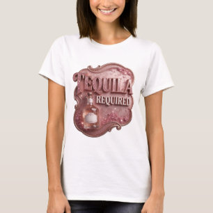 Geestige Roze TEQUILA VERPLICHT Tekst Ontwerp T-shirt