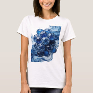 Geestige Zilveren BLAUWE GLAS BES Print T-shirt