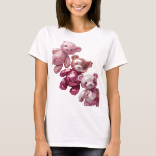 Geestige Zilveren DRIE ROZE TEDDYBEREN Tekst Ontwe T-shirt