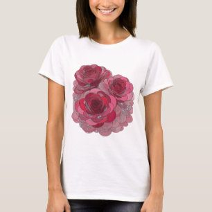 Geestige Zilveren DRIE ROZEN GROEIEN UIT HET HART T-shirt