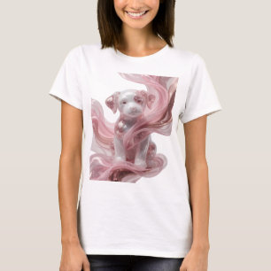 Geestige zilveren GLAMOUR HOND Artistiek motief T-shirt