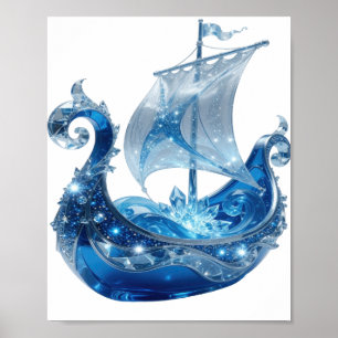 Geestige Zilveren IJskristal SCHIP Poster