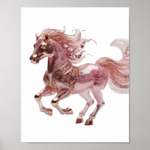 Geestige Zilveren ROSE GOLD ROZE PAARD Modern Desi Poster