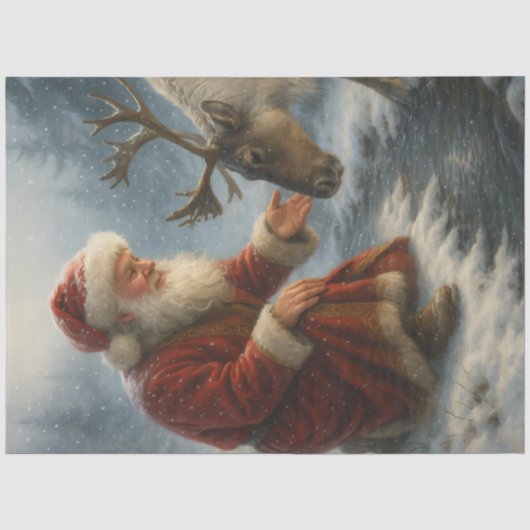 Geestverwanten Kerstman & Rendier Winter Decoupage Tissuepapier (Voorkant)