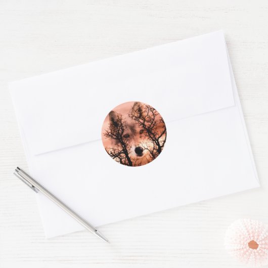 Geestwolf Ronde Sticker (Envelop)