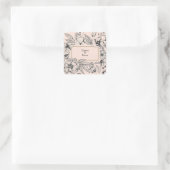 Geëtst antiek bloemig lijst vierkante sticker (Tas)