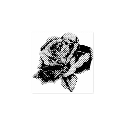 Geëtst gekanteld Roos Rubberstempel (Afrduk)