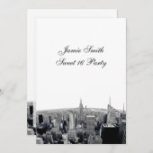 Geëtst NYC Fisheye Skyline 2 BW Sweet 16 V Kaart (Voorkant / Achterkant)