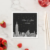 Geëtst NYC Skyline Sterrenhemel DIY BG Bruiloft Servetten (Insitu)