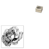 Geëtst pluizig open Roos Rubberstempel (Gestempeld)