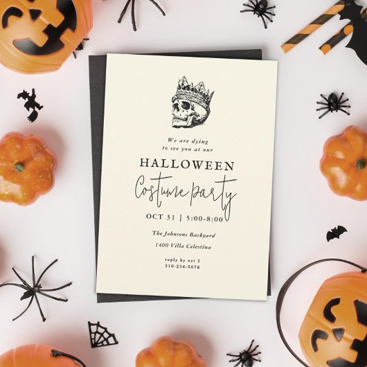 geëtst Skeleton King Halloween Party Kaart