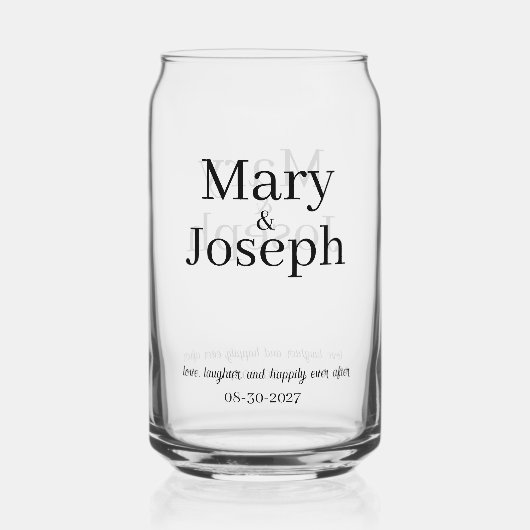  geëtst trouwglas gunst blikvorm glas (Voorkant)