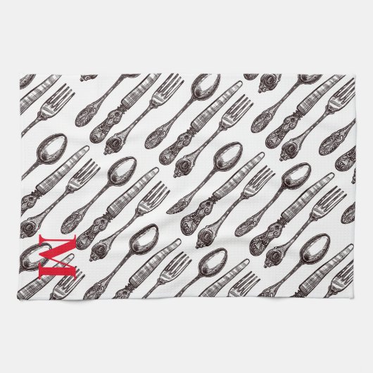 Geëtst  zilverwerk Classic Foodie INITIAAL Theedoek (Horizontaal)