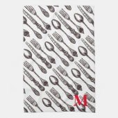 Geëtst  zilverwerk Classic Foodie INITIAAL Theedoek (Verticaal)