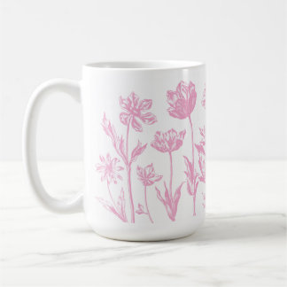 Geëtste bloemen (roze) Fine Art Koffiemok