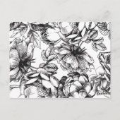 Geëtste Bloemen Zwart & Goud bruiloft Info Briefka Briefkaart (Achterkant)