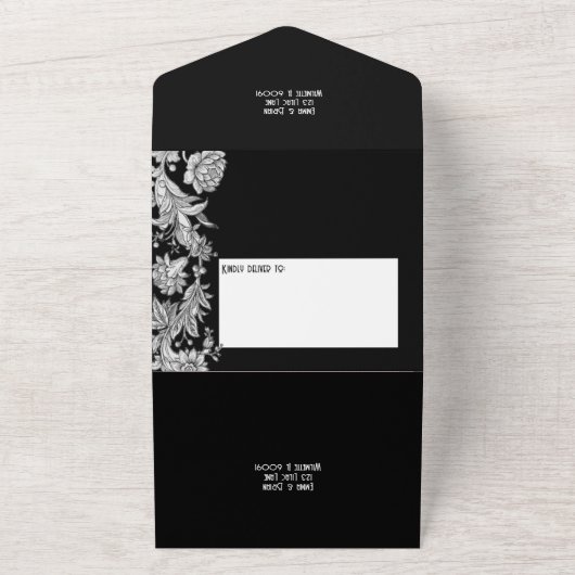 Geëtste Floral All-in-One All In One Uitnodiging (Buitenkant)