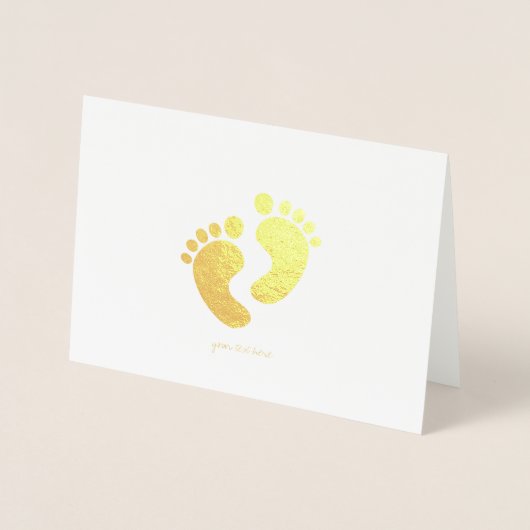 Geëtste Gold Foil Baby Feet Wenskaarten Folie Kaarten (Voorkant)