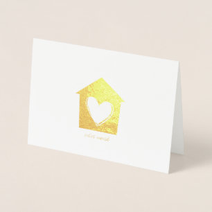 Geëtste Gold Foil Heart House Wenskaarten Folie Kaarten