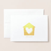 Geëtste Gold Foil Heart House Wenskaarten Folie Kaarten (Voorkant met envelop)