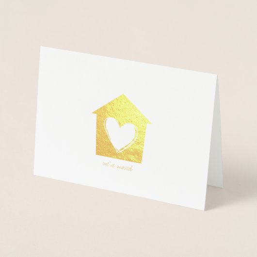 Geëtste Gold Foil Heart House Wenskaarten Folie Kaarten (Voorkant)