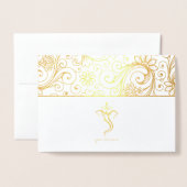 Geëtste Gouden Folie Ganesh Indiase Trouwkaarten Folie Kaarten (Voorkant met envelop)