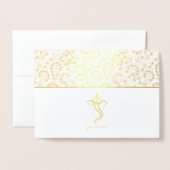 Geëtste Gouden Folie Ganesh Indiase Trouwkaarten Kaarten (Voorkant met envelop)