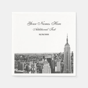 Geëtste Look NYC Silhouet van de skyline, ESB Servet