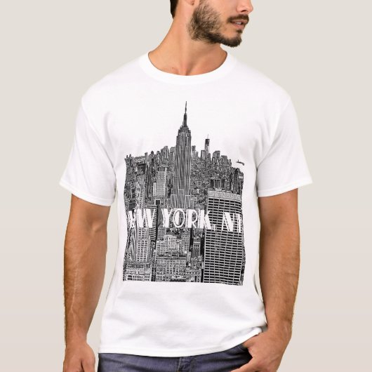 Geëtste NYC kijkt hierboven Horizon van T-shirt (Voorkant)