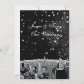 Geëtste NYC Skyline #2 Zwart Wht Hart Bruiloft Kaart (Voorkant)