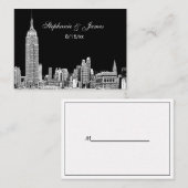 Geëtste NYC Skyline DIY BG Kleur Plaats Kaarten #2 Plaatskaartje (Voorkant / Achterkant)