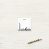 Geëtste NYC Skyline DIY BG Kleur Post-it® Notes (Op bureau)