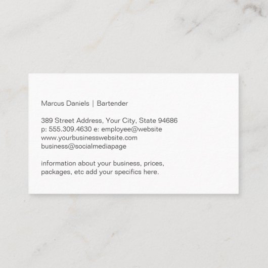 Geëtste stijl glas whisky | cocktailbar visitekaartje (Achterkant)