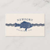  geëtste stijl vis, golven oceaan thema visitekaartje (Voorkant)