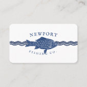 geëtste stijl vissen, golven oceaan thema wit visitekaartje (Voorkant)