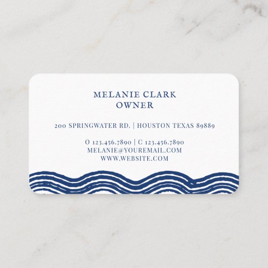  geëtste stijl vissen, golven oceaan thema wit visitekaartje (Achterkant)