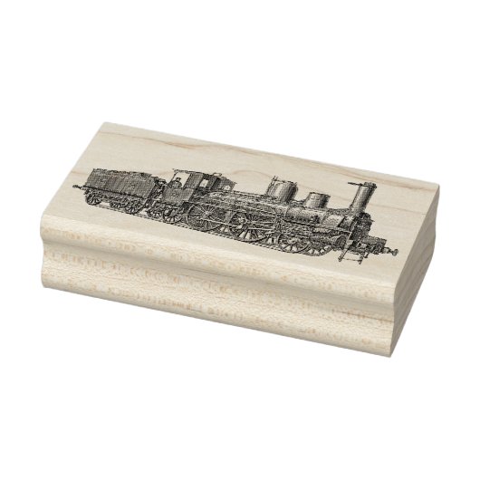 Geëtste trein stoommachine houten kunststempel rubberstempel (Stempel)