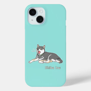 Geeuwen Zwart & Tan Shiba Inu Pixelart iPhone 15 Case