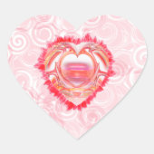 Geëvenaarde hartslag boven roze spiraalachtergrond hart sticker (Voorkant)