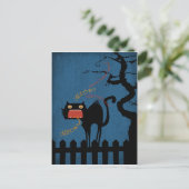 Geëvenaarde zwarte kat op Halloween-nacht Briefkaart (Staand voorkant)